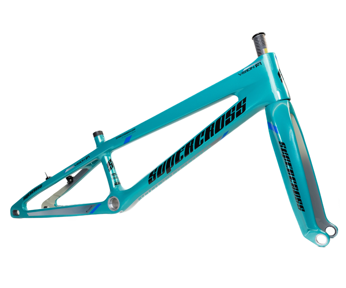 Supercross BMX Vision F1 - Gloss Teal Carbon Fiber BMX Race Frame 