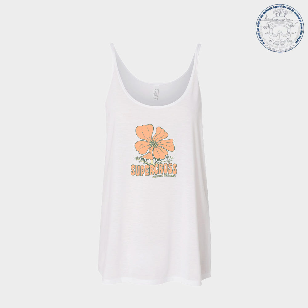 Supercross BMX Women&#39;s Trippy Botanical Flower Tank Top - White