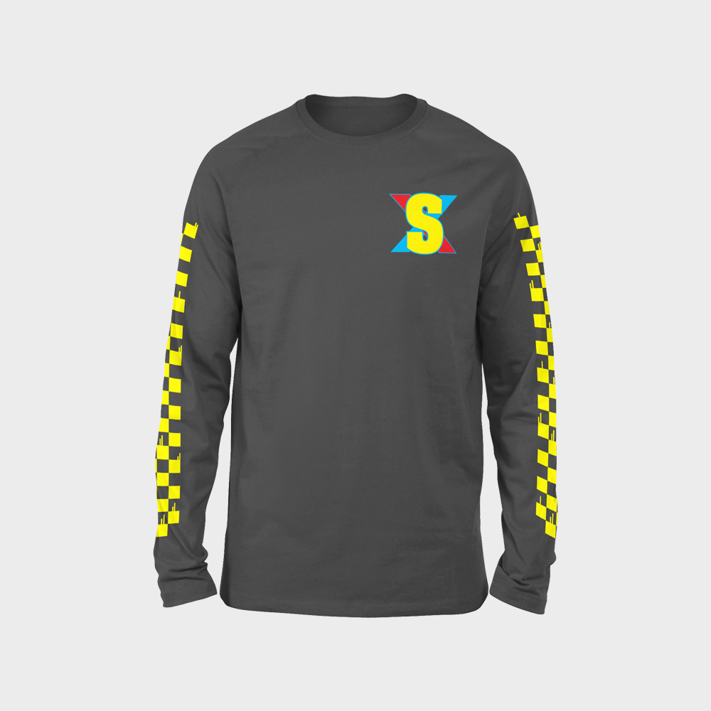 Supercross BMX Apparel - Riding Fast Hauling Ass Long Sleeve - Grey / Yellow