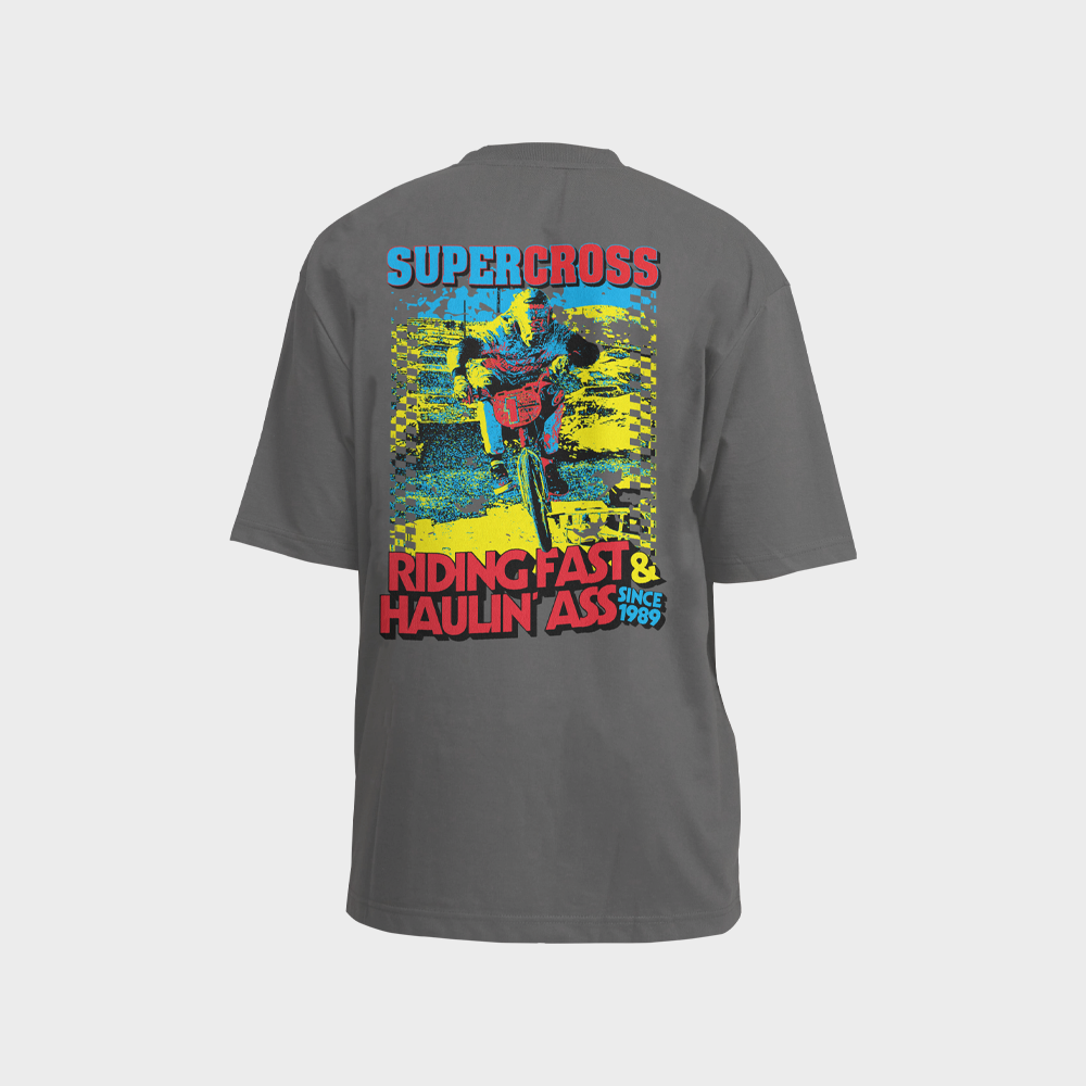 Supercross BMX Apparel - Ride Fast Haul Ass T Shirt - Grey Back